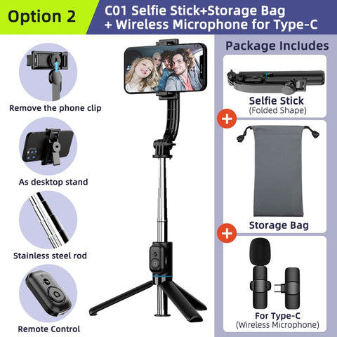 Wireless Bluetooth Selfie Stick: Portable Tripod with Fill Light