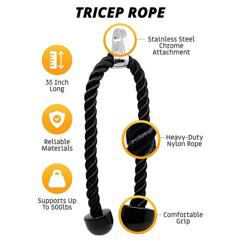 Tricep Rope Cable Pull Down Essential Gym Accessory